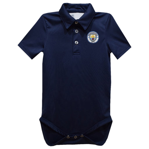 Manchester City Embroidered Navy Solid Knit Polo Onesie