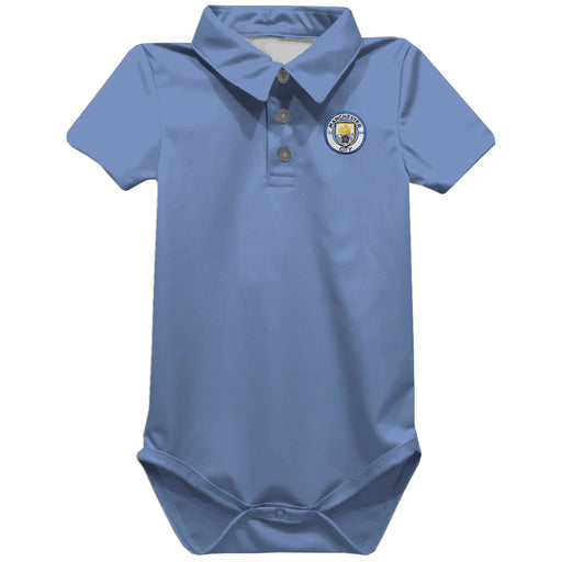 Manchester City Embroidered Light Blue Solid Knit Polo Onesie