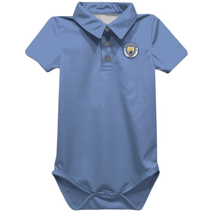Manchester City Embroidered Light Blue Solid Knit Polo Onesie