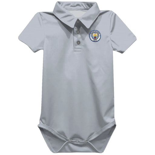 Manchester City Embroidered Gray Solid Knit Polo Onesie
