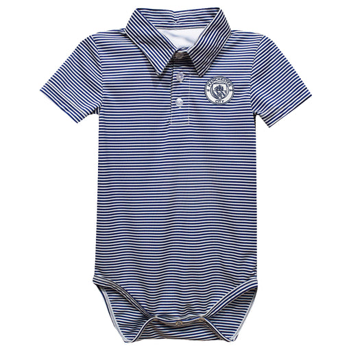 Manchester City Embroidered Navy Stripes Knit Polo Onesie