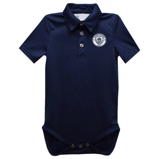 Manchester City Embroidered Navy Solid Knit Polo Onesie