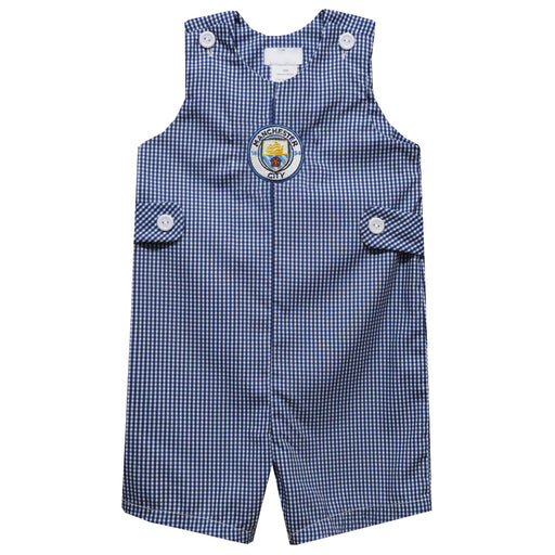 Manchester City Embroidered Navy Gingham Boys Jon Jon