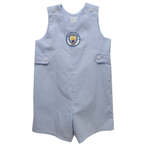 Manchester City Embroidered Light Blue Gingham Boys Jon Jon
