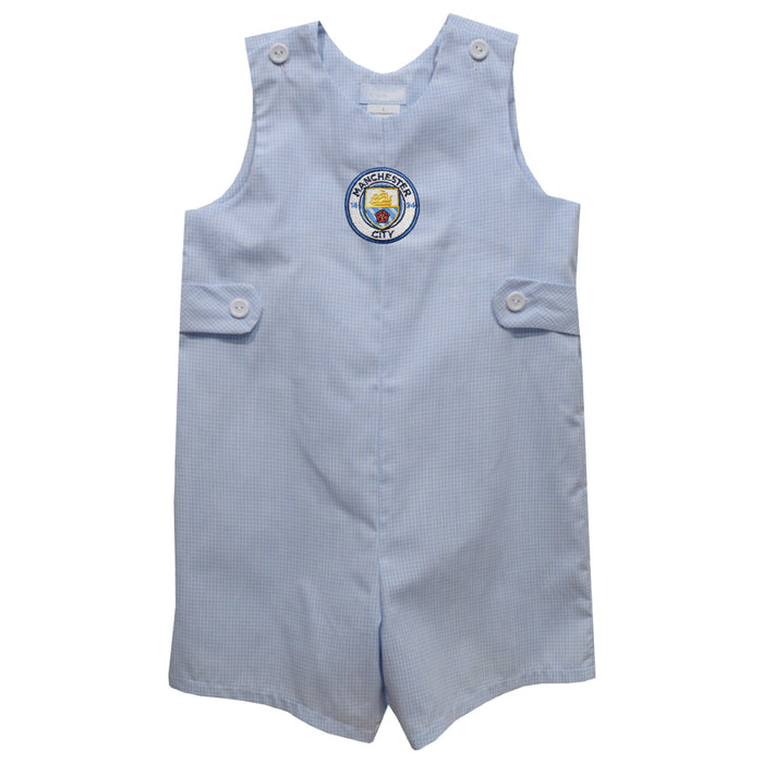 Manchester City Embroidered Light Blue Gingham Boys Jon Jon