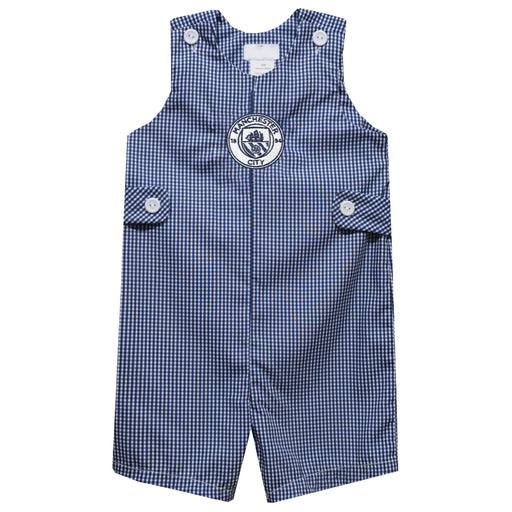 Manchester City Embroidered Navy Gingham Boys Jon Jon