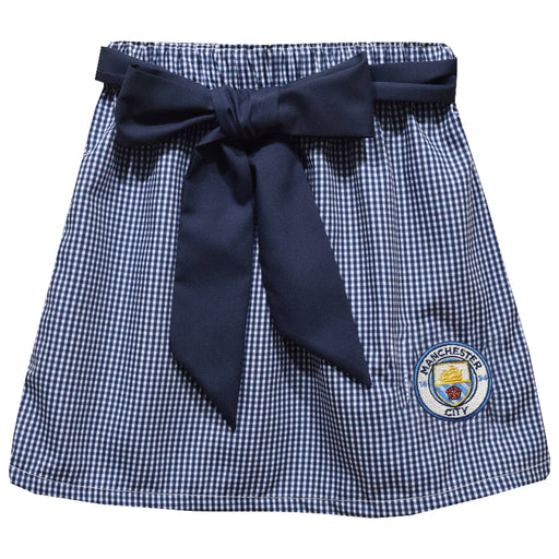 Manchester City Embroidered Navy Gingham Skirt With Sash