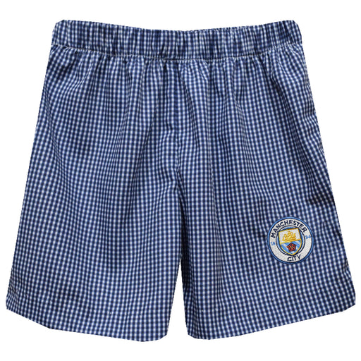 Manchester City Embroidered Navy Gingham Pull On Short