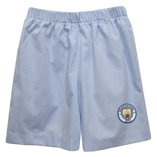 Manchester City Embroidered Light Blue Gingham Pull On Short