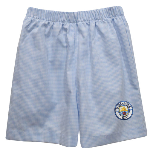 Manchester City Embroidered Light Blue Gingham Pull On Short