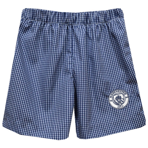 Manchester City Embroidered Navy Gingham Pull On Short