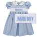 Manchester City Smocked Light Blue Gingham Girls Dress - Vive La Fête - Online Apparel Store