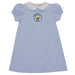 Manchester City Embroidered Light Blue Gingham A Line Dress Short Sleeve