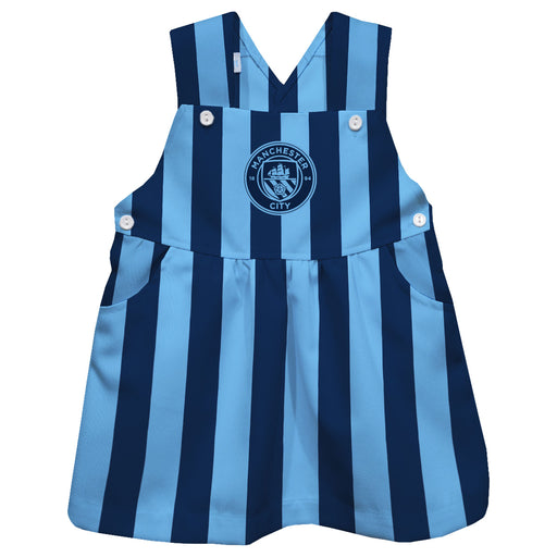 Manchester City Blue Stripes Logo Boys Overall Dress Team Bibs