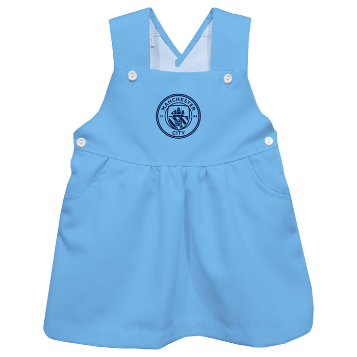 Manchester City Light Blue Stripes Logo Boys Overall Dress Team Bibs
