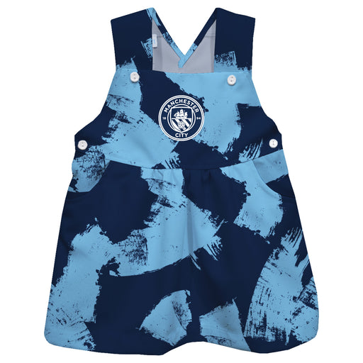 Manchester City Blue Stripes Logo Boys Overall Dress Team Bibs