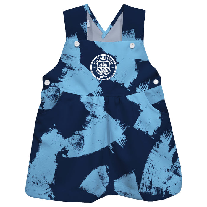 Manchester City Blue Stripes Logo Boys Overall Dress Team Bibs