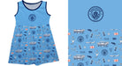 Manchester City Girls Sleeveless Tank Dress Impressions Artwork Solid Light Blue Logo All Over Print on Skirt - Vive La Fête - Online Apparel Store