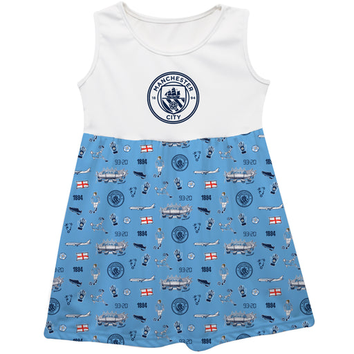 Manchester City Girls Repeat Print Impressions Light blue Sleeveless Tank Dress