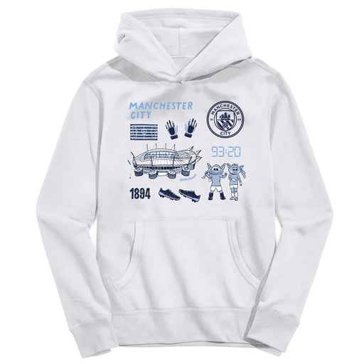 Manchester City Youth White Pullover Cotton Hoodie