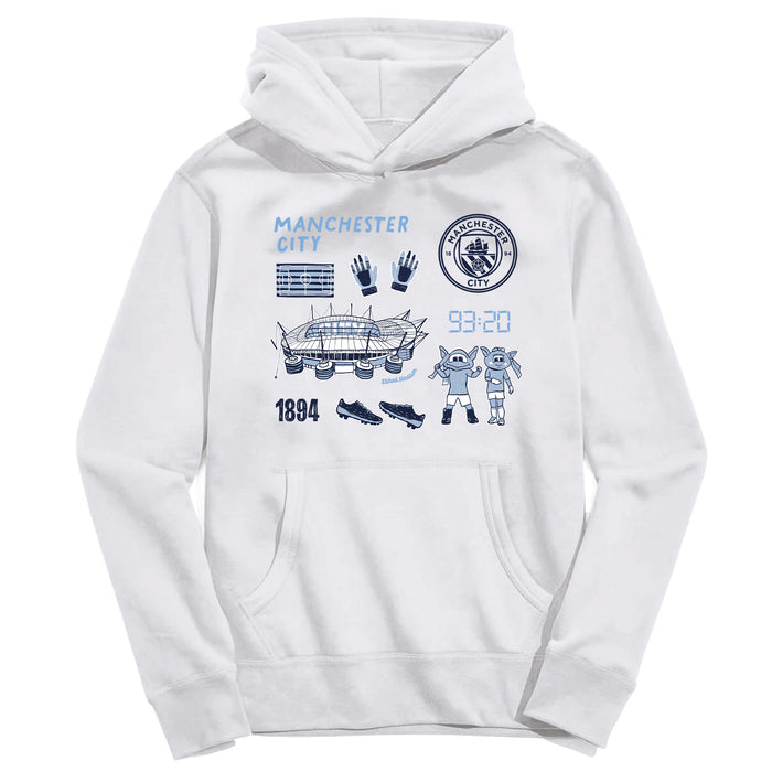 Manchester City Youth White Pullover Cotton Hoodie