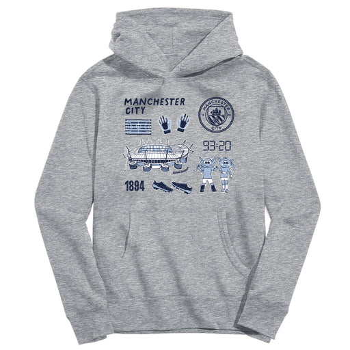 Manchester City Youth Grey Pullover Cotton Hoodie