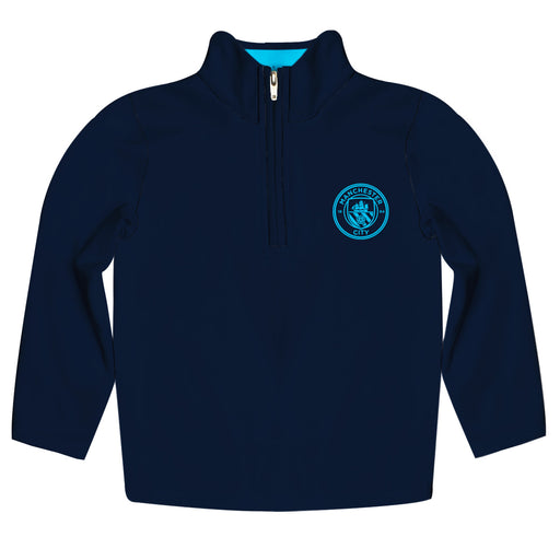 Manchester City Blue Quarter Zip Pullover Stripes on Sleeves