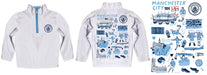 Manchester City Hand Sketched Impressions Artwork White Boys Quarter Zip Pullover - Vive La Fête - Online Apparel Store