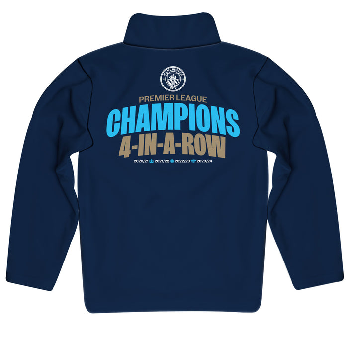 Manchester City Boys 4 Champions In A Row Quarter Zip Pullover Top - Vive La Fête - Online Apparel Store