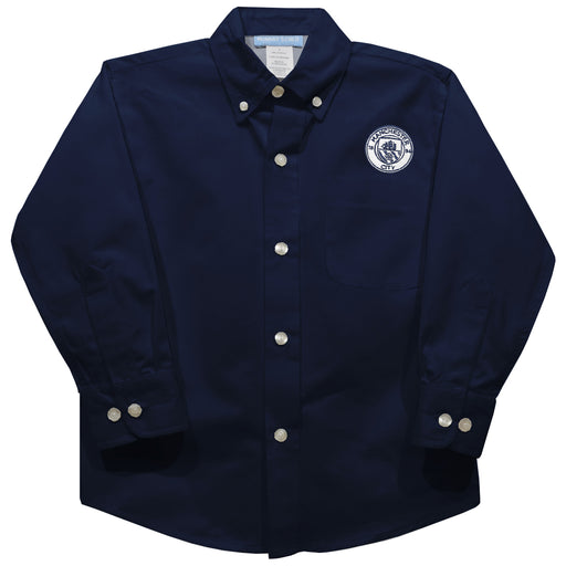 Manchester City Embroidered Navy Long Sleeve Button Down Shirt