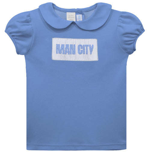Manchester City Smocked Light Blue Knit PP Collar Short Sleeve