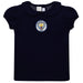 Manchester City Embroidered Navy Knit Girls Top Puff Sleeve