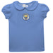 Manchester City Embroidered Light Blue Knit Girls Top Puff Sleeve