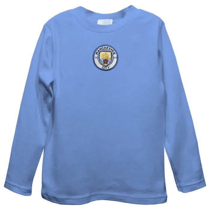 Manchester City Embroidered Navy Long Sleeve Boys Tee Shirt
