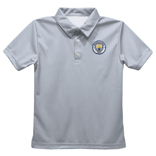 Manchester City Embroidered Gray Short Sleeve Polo Box Shirt
