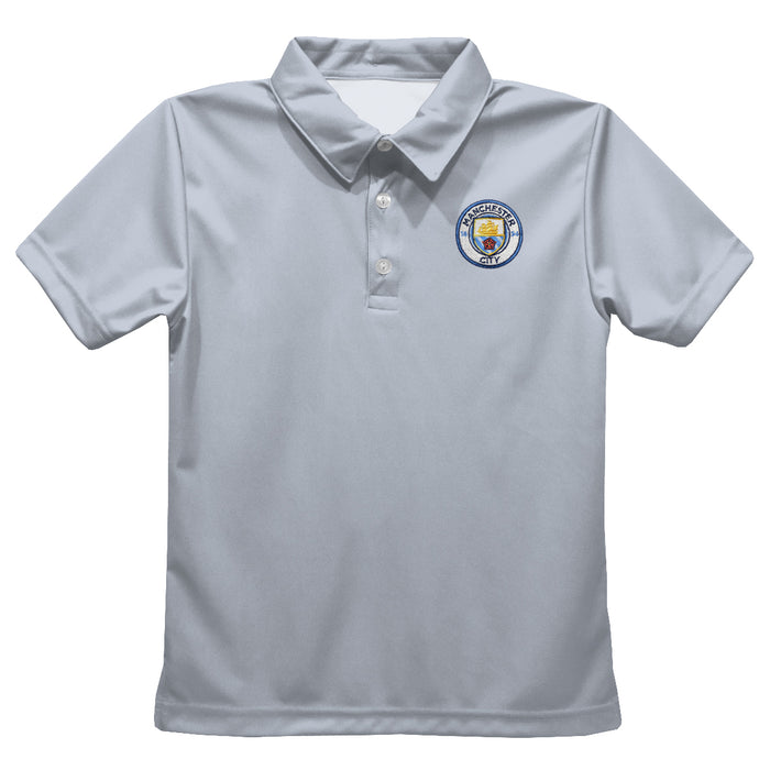 Manchester City Embroidered Gray Short Sleeve Polo Box Shirt