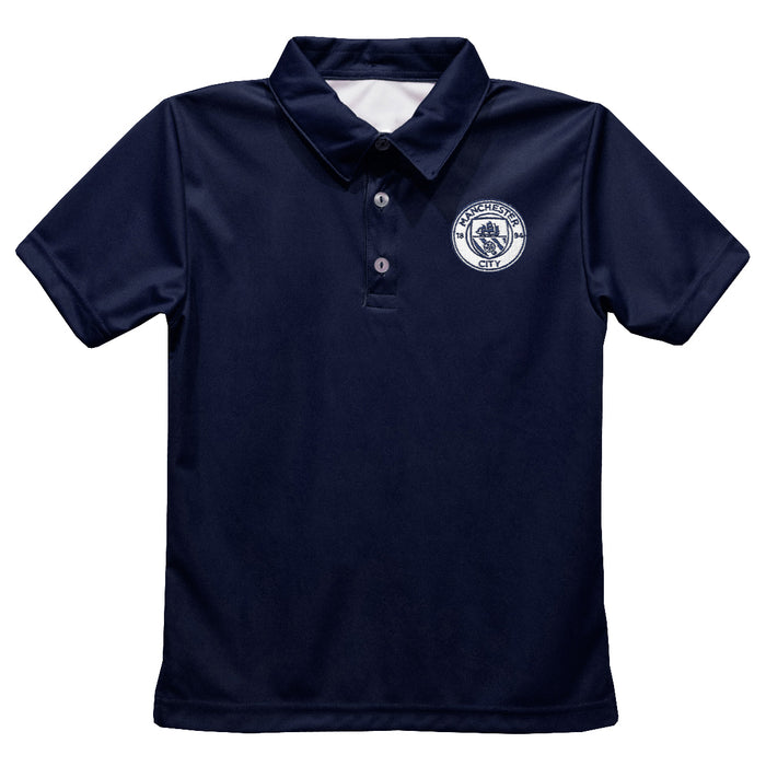 Manchester City Embroidered Navy Short Sleeve Polo Box Shirt