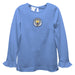 Manchester City Embroidered Light Blue Knit Long Sleeve Girls Blouse
