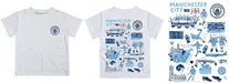 Manchester City Hand Sketched Impressions Artwork Boys White Short Sleeve Tee Shirt - Vive La Fête - Online Apparel Store