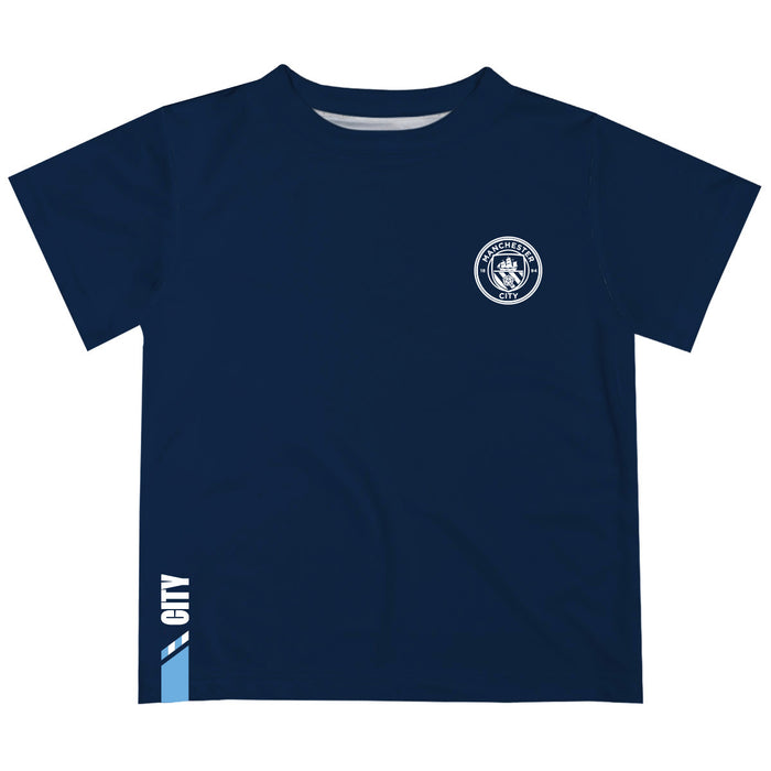 Manchester City Boys White Short Sleeve Tee Shirt Solid