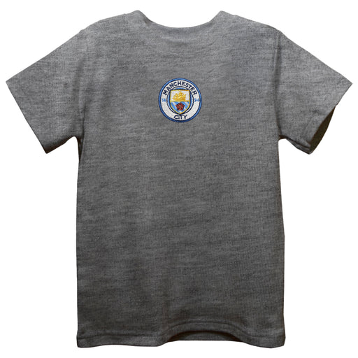 Manchester City  Embroidere Gray Knit Short Sleeve Boys Tee Shirt