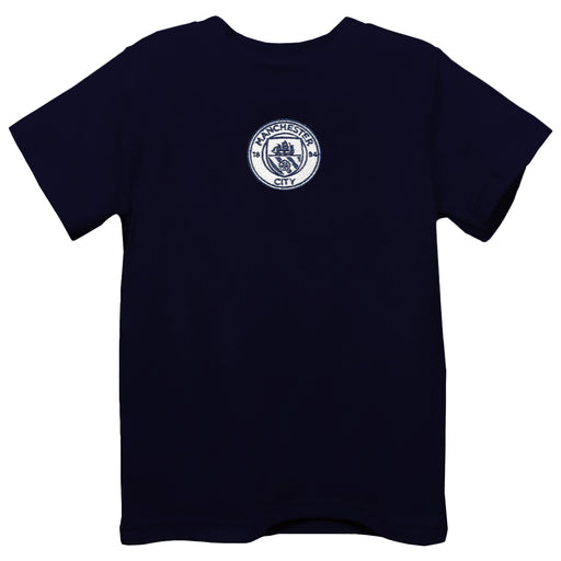 Manchester City  Embroidere Navy Knit Short Sleeve Boys Tee Shirt