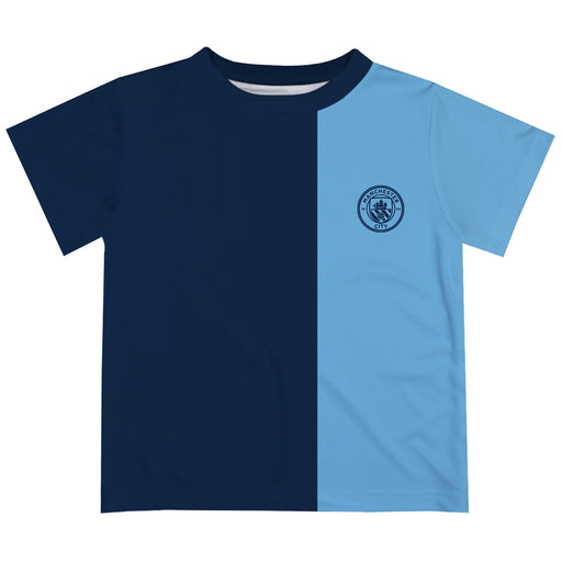 Manchester City Boys Blue Short Sleeve Tee Shirt Solid