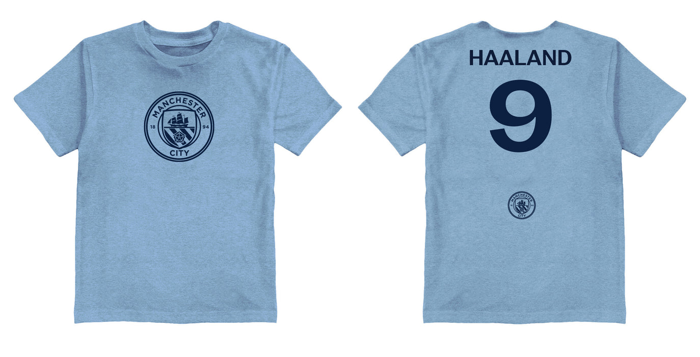 Manchester City Impressions Artwork Light Blue Youth Cotton T-Shirt - Vive La Fête - Online Apparel Store