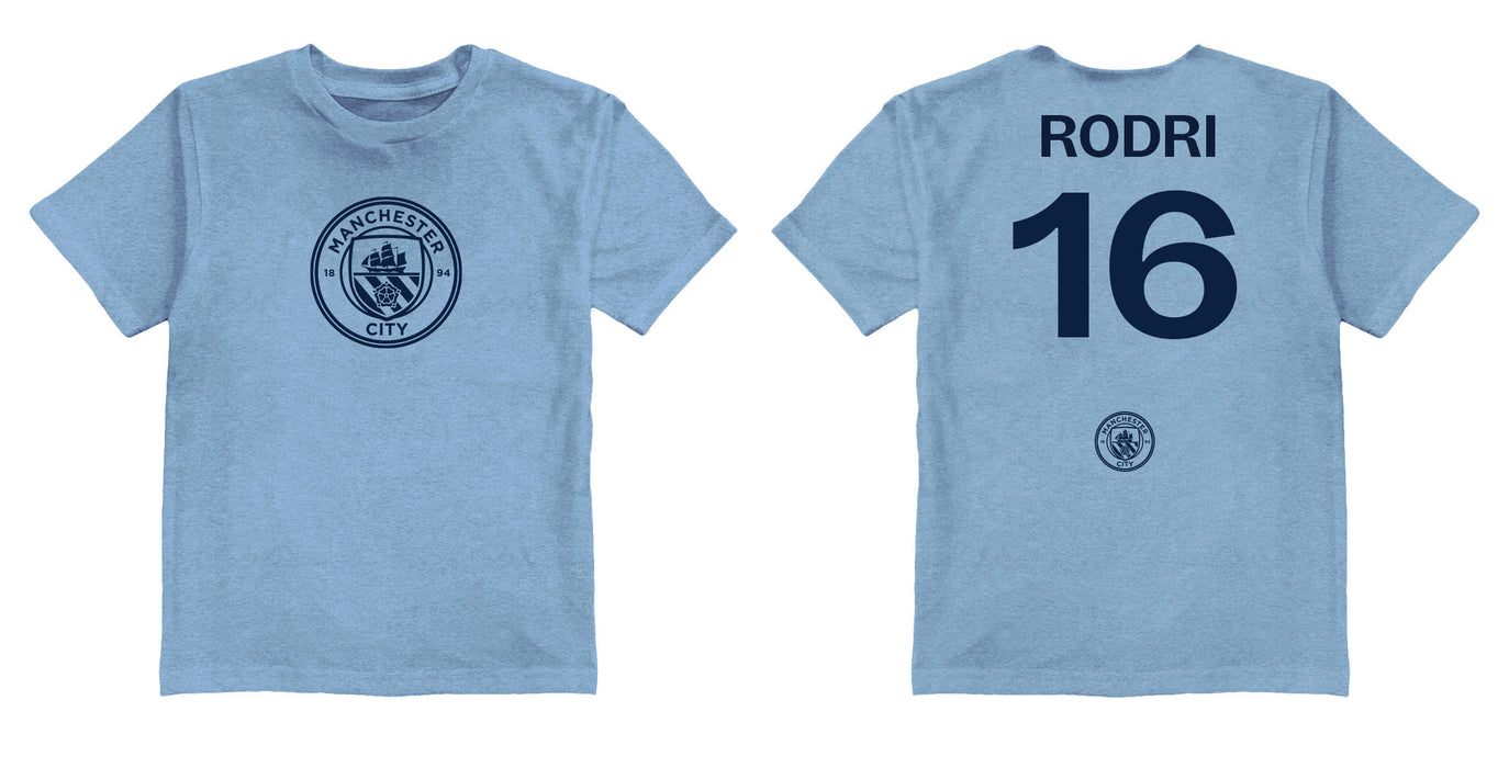 Manchester City Impressions Artwork Light Blue Youth Cotton T-Shirt - Vive La Fête - Online Apparel Store
