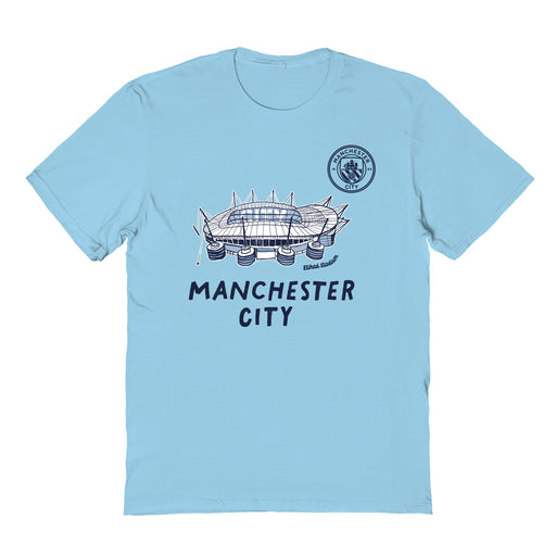 Manchester City Impressions Artwork Light Blue Youth Cotton T-Shirt