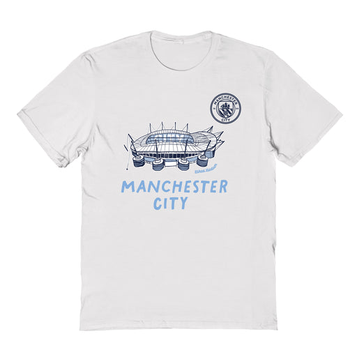 Manchester City Impressions Artwork White Youth Cotton T-Shirt