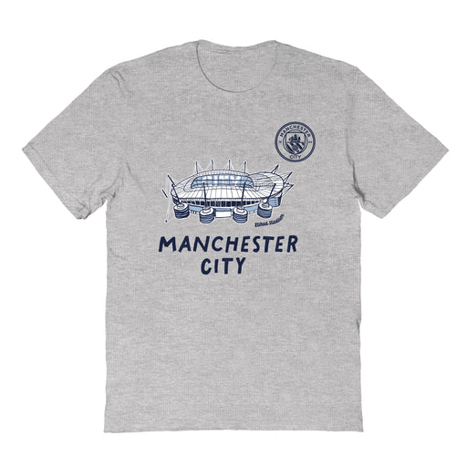 Manchester City Impressions Artwork Grey Youth Cotton T-Shirt