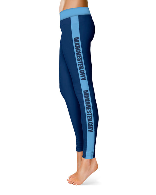 Manchester City Ankle Color Block Women Blue Yoga Leggings - Vive La Fête - Online Apparel Store