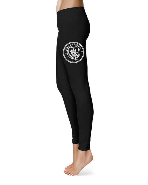 Manchester City Large Logo on Thigh Women Black Yoga Leggings 2.5 Waist Tights" - Vive La Fête - Online Apparel Store
